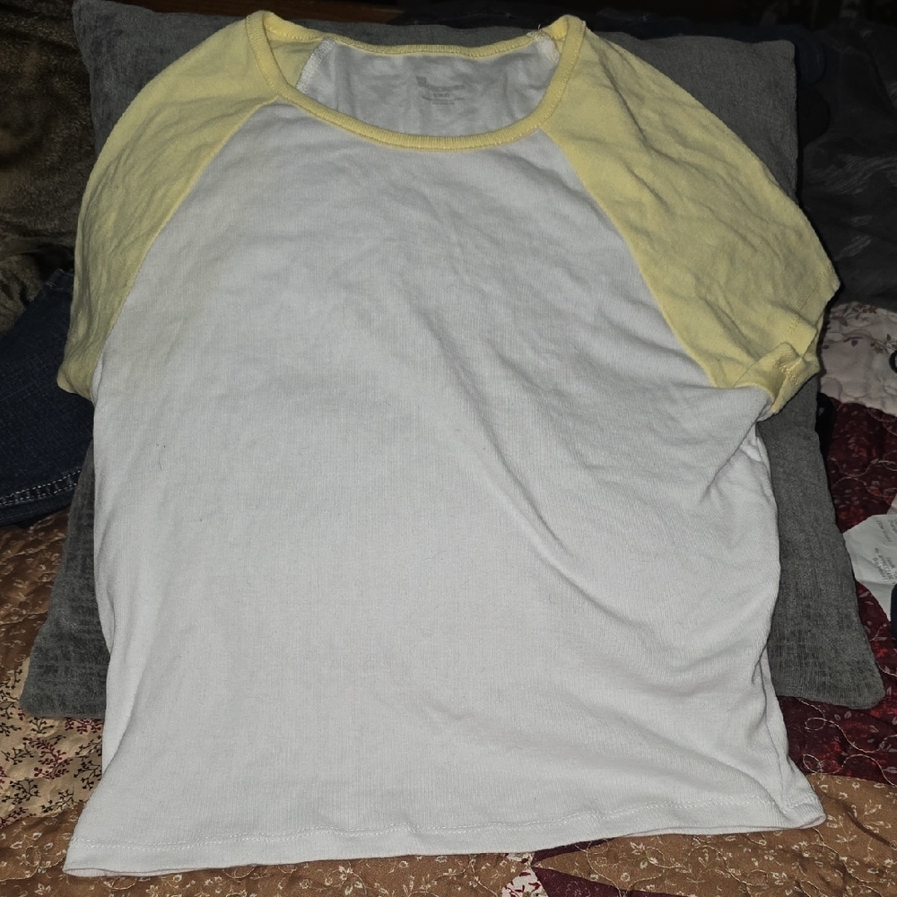 No Boundaries Yellow and White Crop Top
